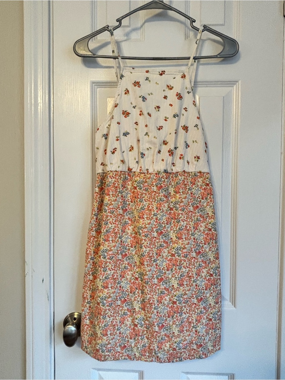 American Eagle Outfitters Cream Floral-Trim Top